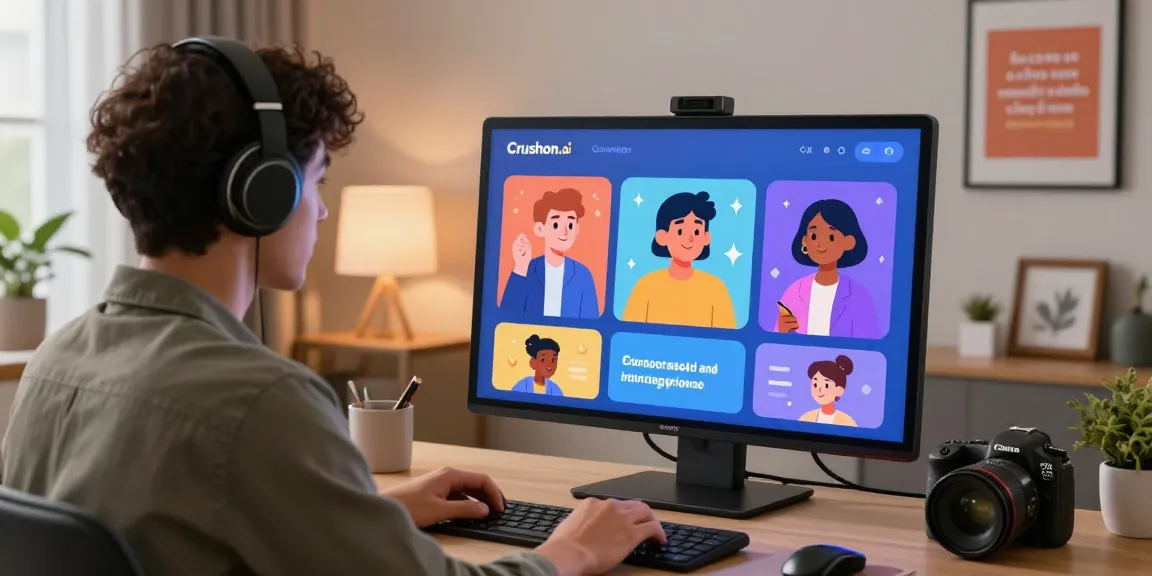 User engaging with Crush on AI avatars on a touchscreen device, showcasing emotional connection and technology integration.