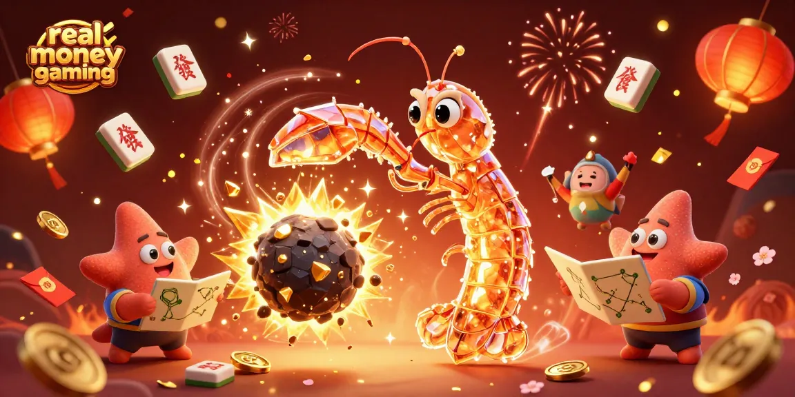 Experience real money gaming excitement with a galactic samurai mantis shrimp exploding asteroids for coins and gems!
